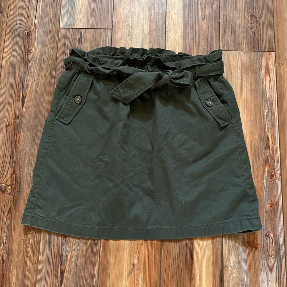 The Loft Straight Skirt with Tie - Olive Green